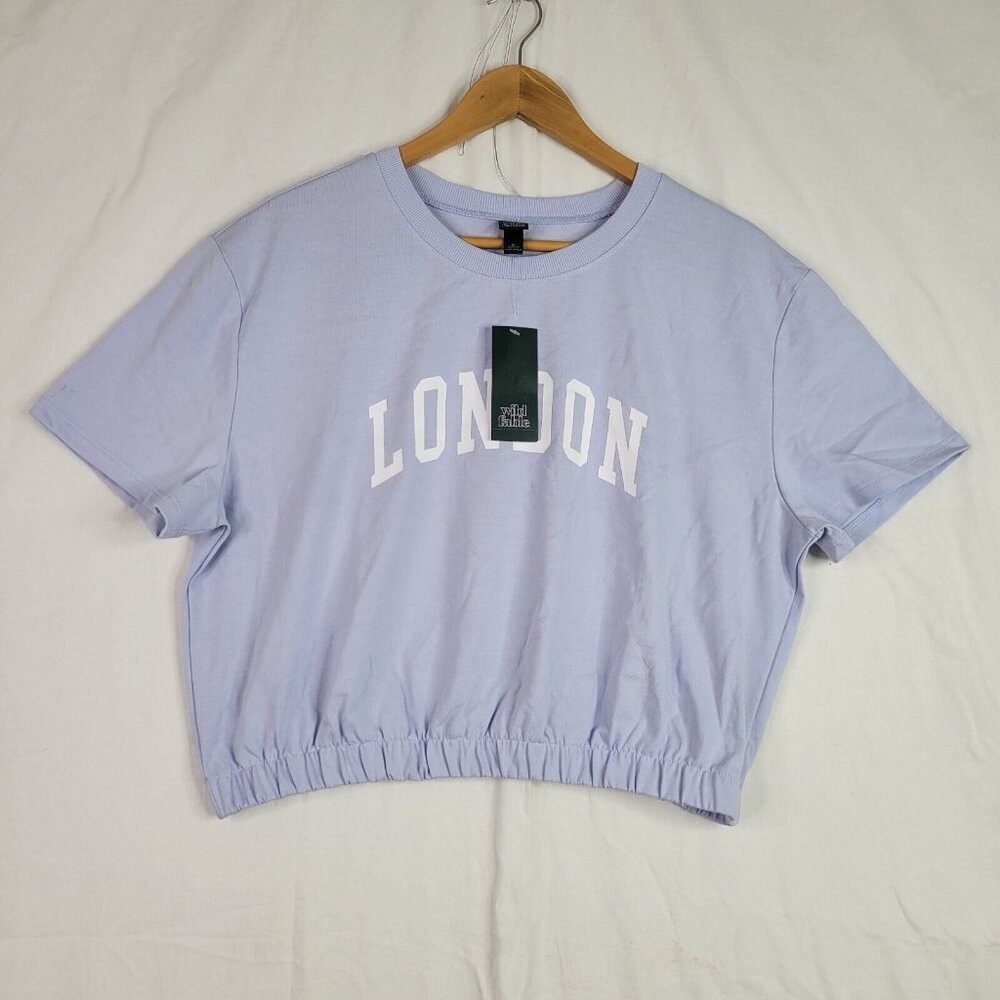 Womens Light Blue Banded Boxy Shirt Short Sleeve London Wild Fable Size XL